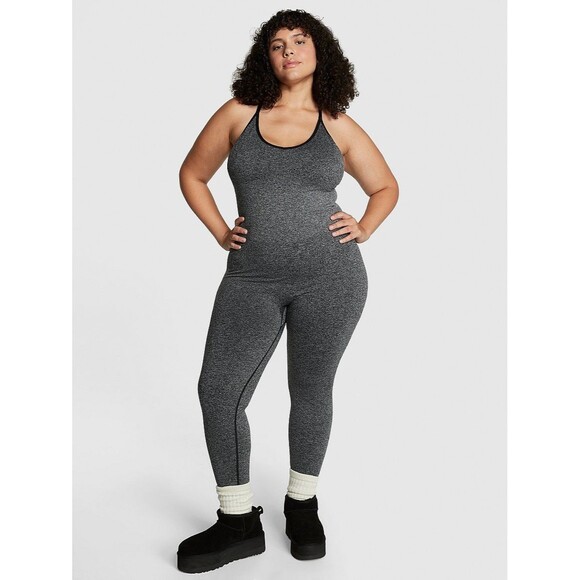 Celebrity Pink Pants - PINK Active Seamless Workout Jumpsuit Women’s Small Gray One Piece Athletic Outf